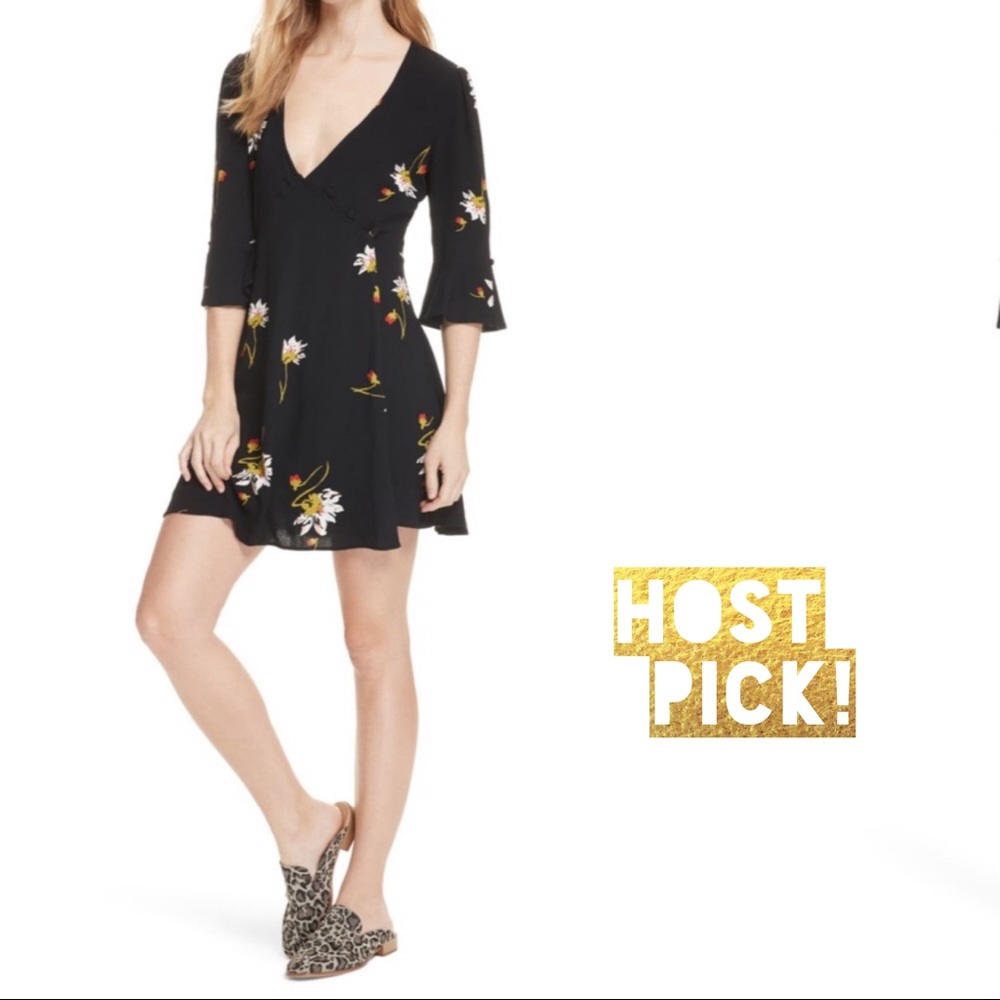 Free People Time On My Side Dress Black Floral XS